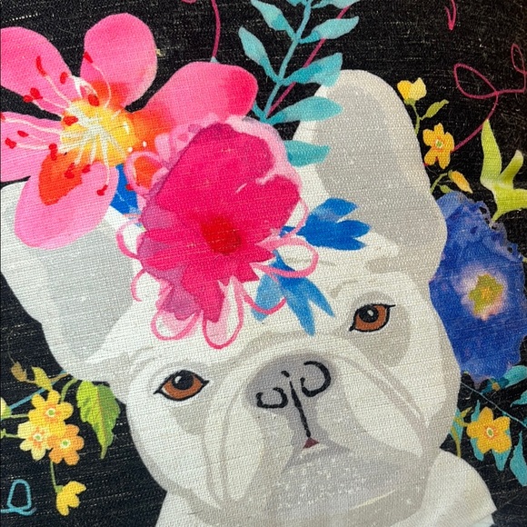 Floral French Bulldog Throw Pillow - Picture 5 of 5